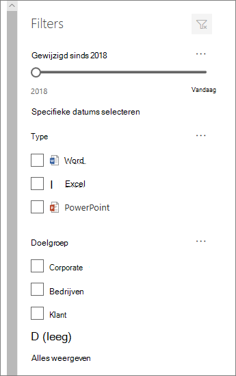 Documentfiltervenster