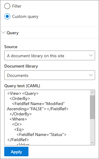 Aangepaste query-instellingen