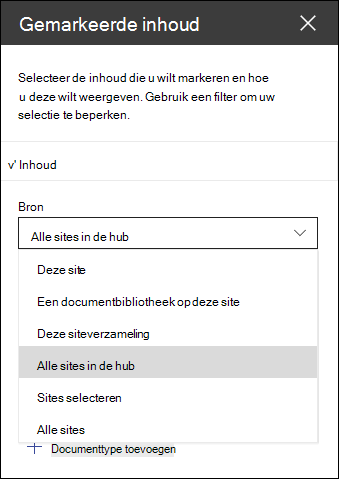 Taakvenster webonderdeel Gemarkeerde inhoud