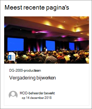 Voorbeeld van paginaminiatuurafbeelding in het webonderdeel Gemarkeerde inhoud