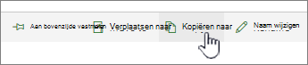 Knop Kopiëren naar in hoofdmenu