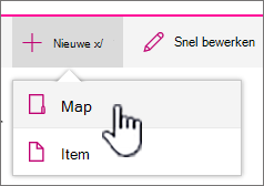 Vervolgkeuzelijst + Nieuw met gemarkeerde map