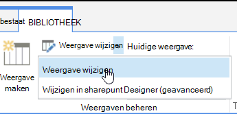 Tabblad Bibliotheek met de weergave Wijzigen gemarkeerd