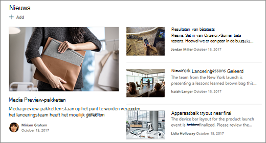 Nieuwe sectie teamsite op startpagina