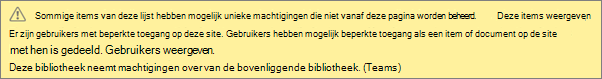 Afbeelding met bericht voor unieke machtigingen voor een lijst of bibliotheek