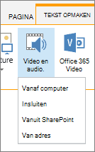 Knop Video of audio invoegen op het bewerkingslint
