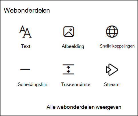 Webonderdelen in de werkset
