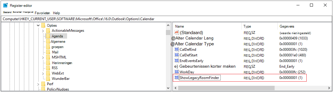 Een afbeelding van het Windows-register.