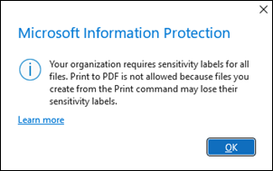 Microsoft Info Protection PDF niet toegestaan-fout