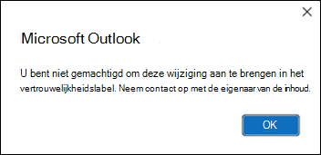 Machtigingsfout bij het toepassen van het gevoeligheidslabel in Outlook