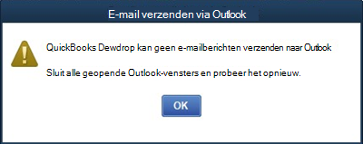 Fout Quickbooks Desktop kan geen e-mail verzenden in Outlook