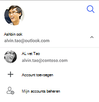 schermopname met de optie om van account te wisselen, account toe te voegen of mijn accounts te beheren