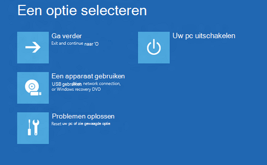 Schermopname van Windows Herstelomgeving (WinRE). 
