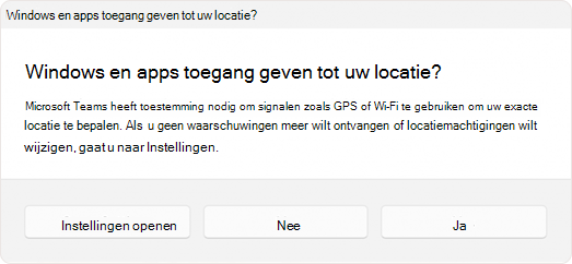Schermopname van de prompt waarin de gebruiker wordt gevraagd om een app toegang te geven tot de locatie.