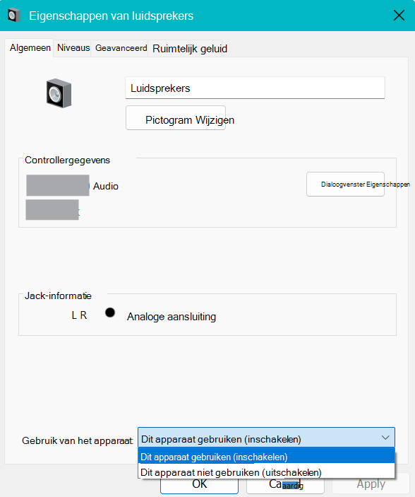 audio-apparaateigenschappen