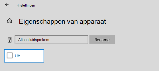 Apparaateigenschappen gewist selectievakje uitschakelen