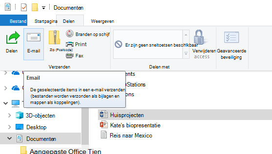 Een bestand delen via e-mail op Windows 10