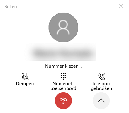 Het uitgevouwen oproepvenster.