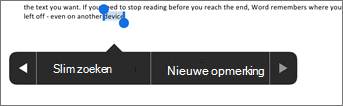 Tik op nieuwe opmerking na het selecteren van tekst in Word