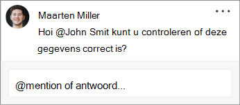 Een contactpersoon wordt vermeld in een opmerking