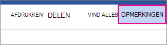 Het tabblad Opmerkingen in de leesweergave van Word Web App