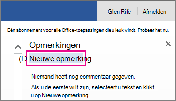 Een nieuwe opmerking toevoegen in de leesweergave