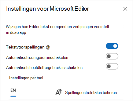 Uw editorinstellingen in- of uitschakelen.