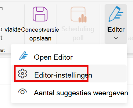 Selecteer Op > het lint de optie Editor-editorinstellingen.