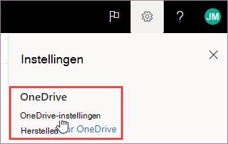OneDrive-instellingen selecteren