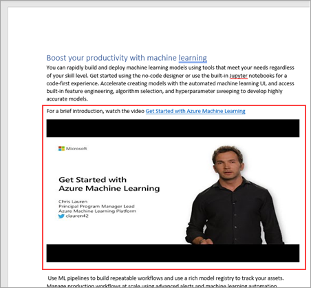 Ingesloten webinhoud in Word voor bureaublad