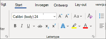 De groep Lettertype op het tabblad Start