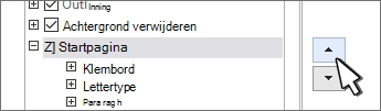 Selecteer een tabblad en gebruik de knoppen omhoog/omlaag