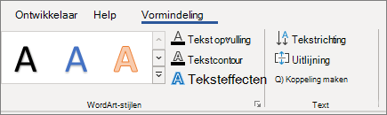 Tekstopties voor WordArt