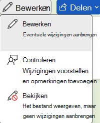 Word opties voor het bewerken, controleren of weergeven van een document