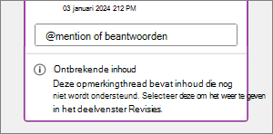 Ontbrekend inhoudsbericht bij opmerking