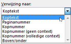 Keuzen in lijst Verwijzingen invoegen in