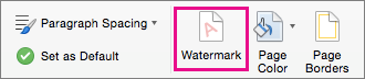 De optie Watermerk is gemarkeerd op het tabblad Ontwerpen.