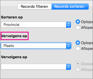 Klik om te sorteren op meerdere velden