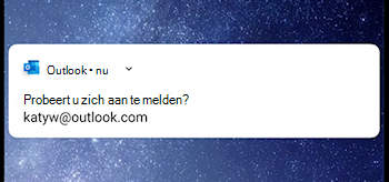 Schermopname van Outlook Mobile waarin u wordt gevraagd om u aan te melden