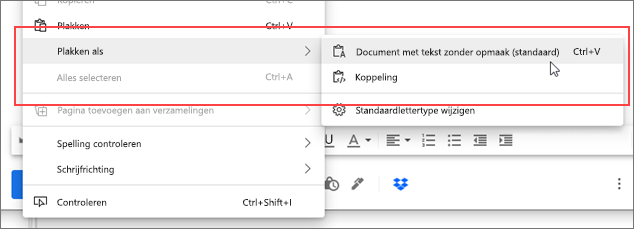 Contextmenu voor verbeterd kopiëren en plakken