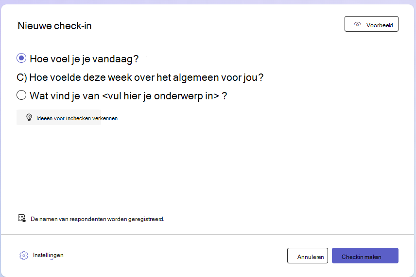 Schermafbeelding van nieuwe check-in.