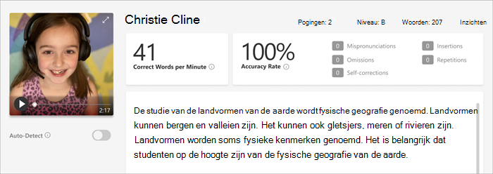 Schermafbeelding van het beoordelingsvenster van Leesvoortgang,Schermopname