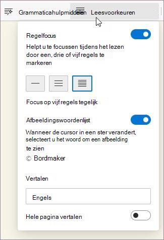 Leesvoorkeuren in Insluitende lezer