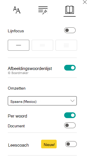 Schermafbeelding van leesvoorkeuren.