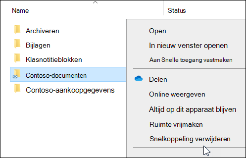 OneDrive Snelkoppeling verwijderen in Bestandenverkenner