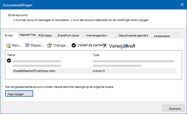 Dialoogvenster Outlook-accountinstellingen