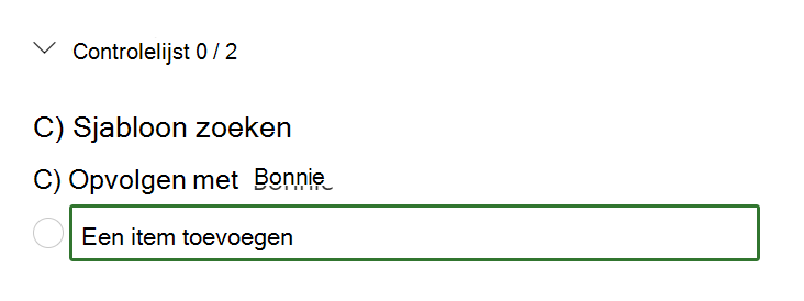 Een controlelijst voor Microsoft Project-taken met items erin.