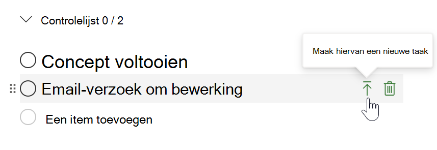 Een Microsoft Project-controlelijstitem omzetten in een taak.
