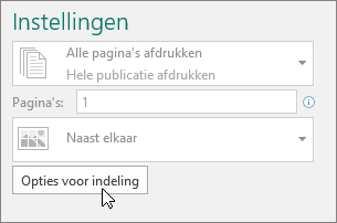 Opties voor indeling in de printerinstellingen in Publisher.