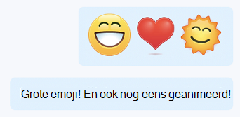 Een grote geanimeerde emoji in chats in Skype voor Bedrijven